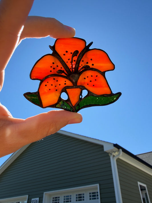 "Tiger Lily" Mini Stained Glass Suncatcher