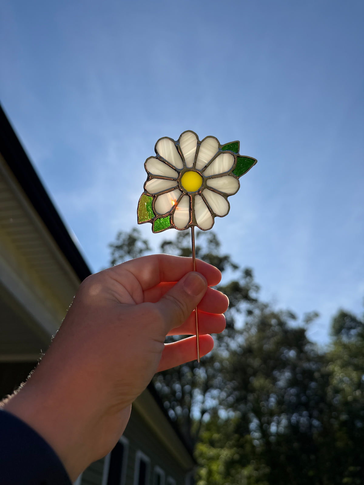 "Daisy" Mini Stained Glass Plant Stake