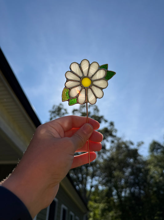 "Daisy" Mini Stained Glass Plant Stake