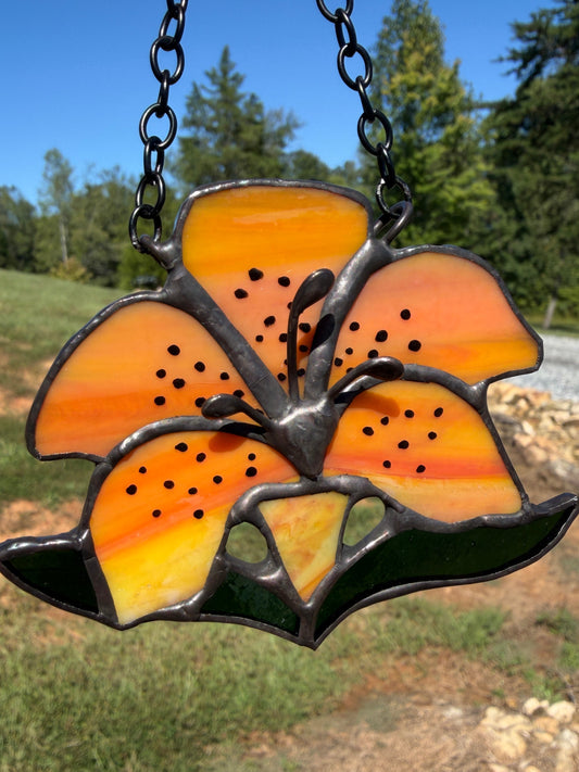 "Tiger Lily" Mini Stained Glass Suncatcher